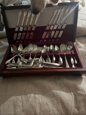 Silver plate 1951 lily of the Valley Flatware set large over 100 pieces